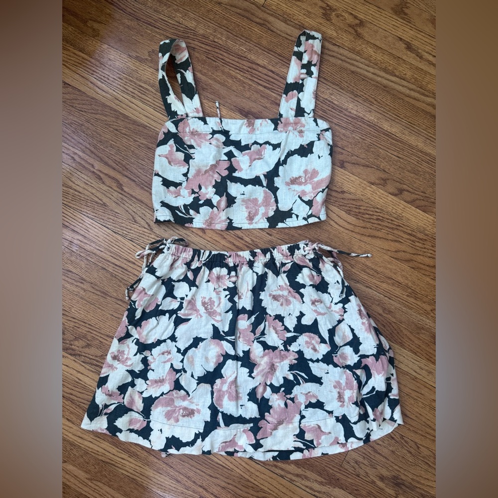 Abercrombie & Fitch Floral Skirt Set - Deep Gray and Pink